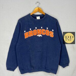 Denver Broncos Spellout BigLogo Printed Pullover sweatshirt shirt Heavy Blend